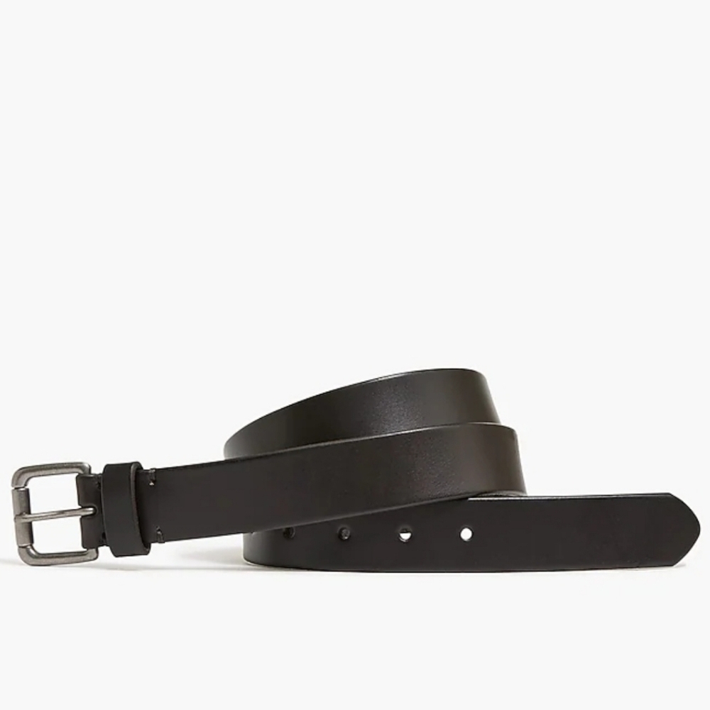 New! J. Crew Leather Roller Belt in Dark Brown